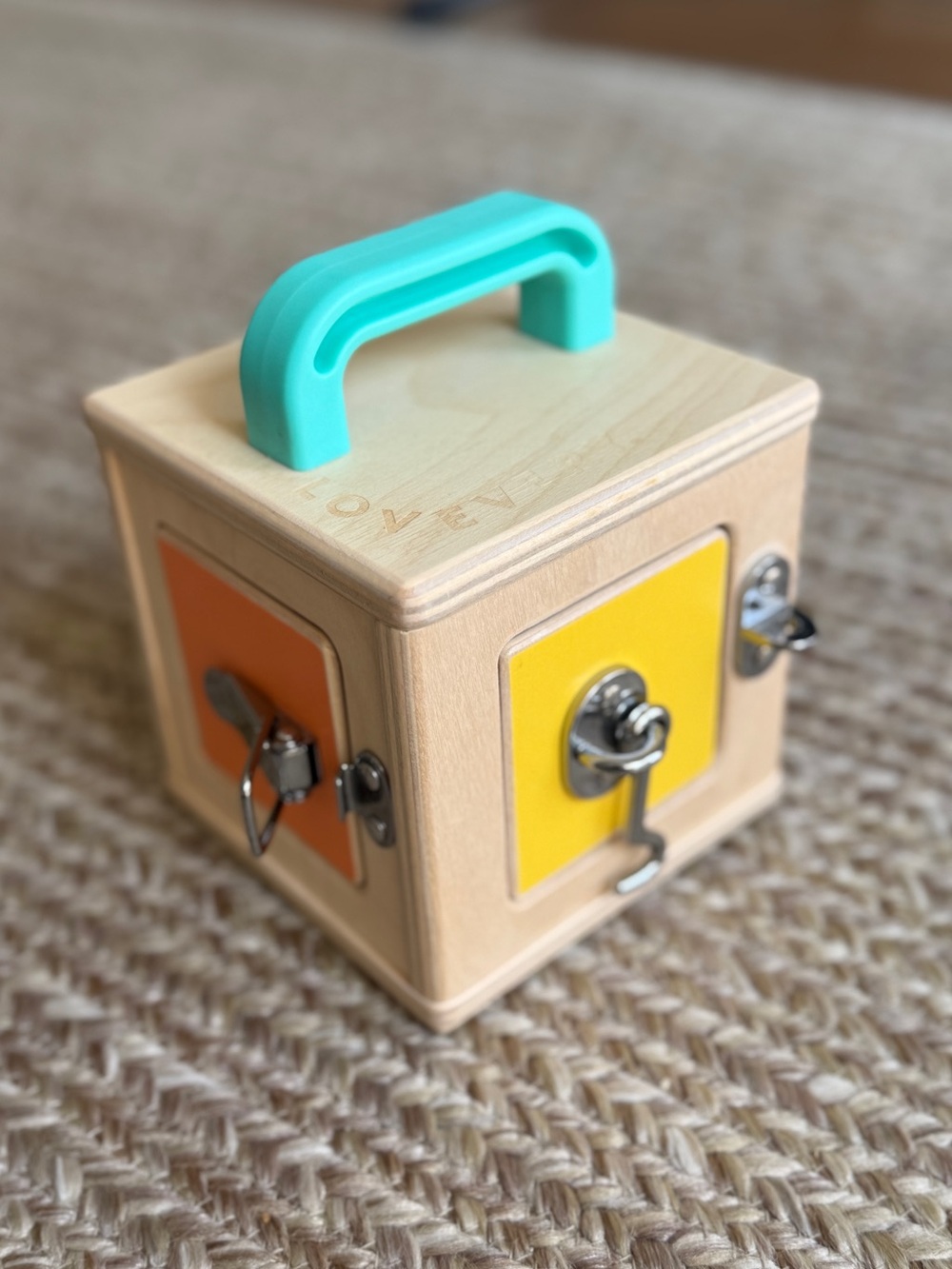 Lovevery Wooden Lock Box Latch Cube Toy Montessori